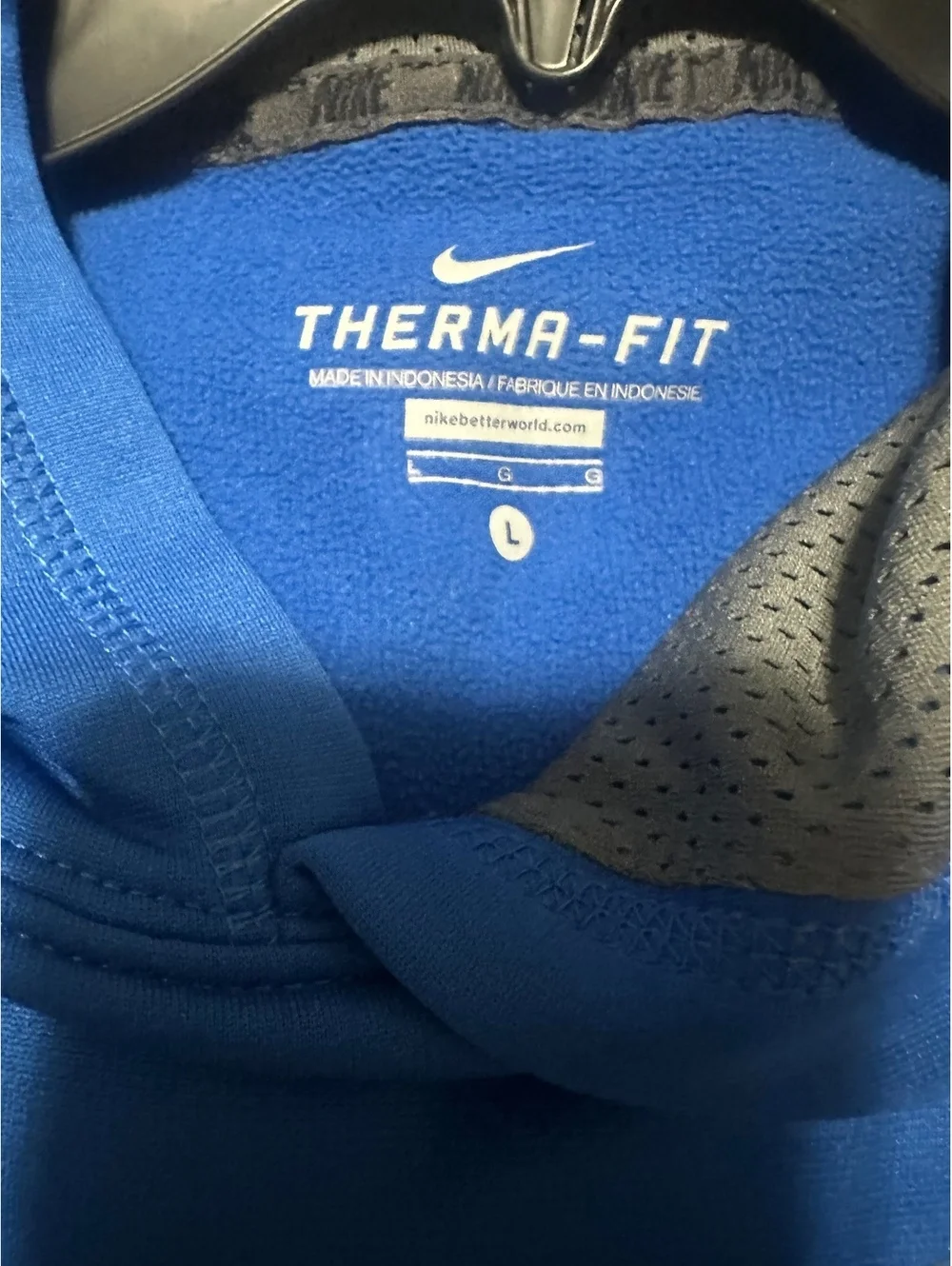 Nike Therma-Fit Blue Hoodie Sweatshirt Boys Size Large